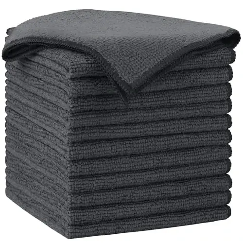 AIDEA Microfiber Tozalash Mato-12PK, Avtomobillar uchun Yumshoq Mikrofiber Sochiqlar, Absorbent Tozalash Latta, Uy, Oshxona, Deraza uchun tuk qoldirmaydigan Tozalash Mato (12in.x12in), Kulrang 