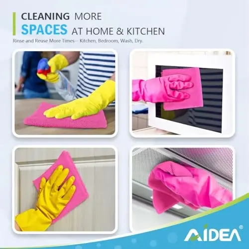 AIDEA Microfiber Tozalash Mato-12PK, Mashinalar uchun yumshoq Microfiber Sochiqlar, Shimuvchi Tozalash Latta, Tuk qoldirmaydigan Izsiz Yuvish Matolari Uy, Oshxona, Deraza uchun (12 dyuym.x12 dyuym), Pushti 