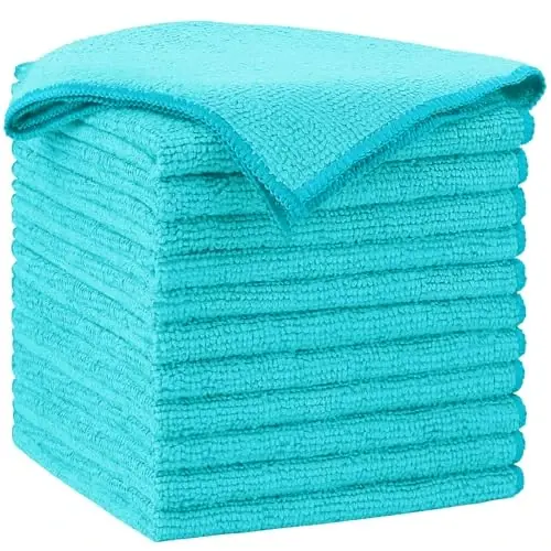 AIDEA Microfiber Tozalash Mato-12PK, Mashinalar uchun yumshoq Microfiber Sochiqlar, Singdiruvchi Tozalash Latta, Tuksiz Chiziqsiz Yuvish Latta Uy, Oshxona, Oyna uchun (12in.x12in), Moviy - AIDEA
