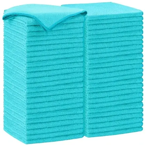 AIDEA Microfiber Tozalash Mato-50PK, Mashinalar uchun Yumshoq Microfiber Sochiqlar, Singdiruvchi Tozalash Latta, Uy, Oshxona, Oyna uchun Tuksiz Chiziqsiz Yuvish Latta (12in.x12in), Moviy - 1