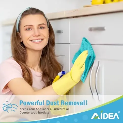 AIDEA Microfiber Tozalash Mato-50PK, Mashinalar uchun Yumshoq Microfiber Sochiqlar, Singdiruvchi Tozalash Latta, Uy, Oshxona, Oyna uchun Tuksiz Chiziqsiz Yuvish Latta (12in.x12in), Moviy - 3