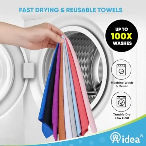AIDEA Microfiber Tozalash Mato Rulosi, 50 dona, Yirtiq qayta ishlatiladigan qog'oz sochiqlar pushti, tijorat do'kon matolari, avtomobillar uchun mikrofiber sochiqlar, uy, oshxona, garaj do'koni uchun tuklarsiz tozalash latta, 11,5
