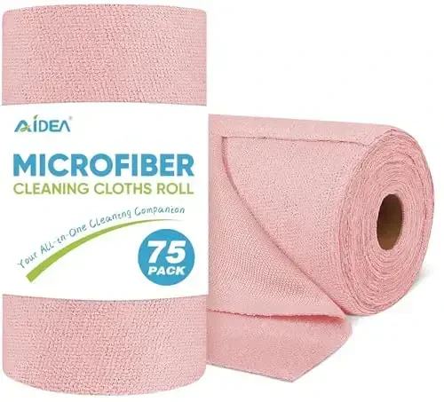 AIDEA Microfiber Tozalash Mato Rulosi, 75 dona, Yirtiq Qayta Foydalanish Mumkin Qog'oz Sochiqlar, Uy, Oshxona, Mashina Tozalash uchun Pushti Sochiqlar Tolasi Bo'lmagan Latta, 11,5