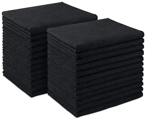 AIDEA Microfiber Tozalash Matosi 24 Paket, Avtomobillar uchun Mikrofiber Sochiqlar, Yumshoq va So'ruvchi Tozalash Latta, Uy, Oshxona, Avtomobil uchun Premium Tuksiz Do'kon Sochiqlari, 12inx16in, Qora - AIDEA