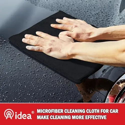 AIDEA Microfiber Cleaning Cloth-24PK, Premium All-Purpose Cloth for Cars, Soft & Absorbent Car Cloth, Lint Free Streak Wash House, Kitchen, Car, Windows(12in.x16in.), Blue Green Grey Orange - 5
