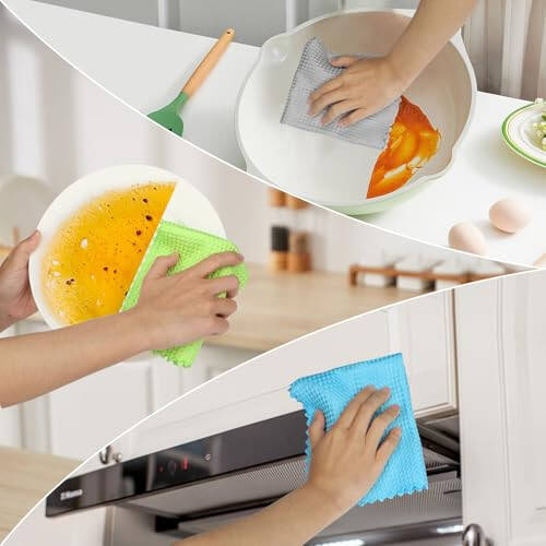 AIDEA Microfiber Glass Cleaning Cloth 12PK, Lint Free Cloth Polishing Cleaning Rags, Stainless Steel Wipes, Kitchen Dishcloths, Microfiber Towels for Car Detailing, Window, Home, 11×11