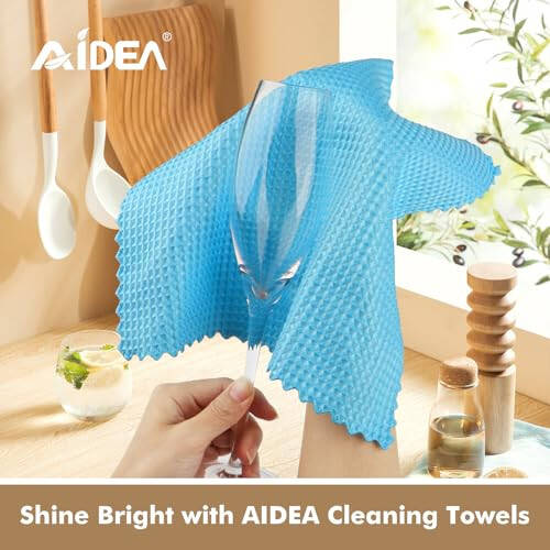 AIDEA Microfiber Glass Cleaning Cloth 12PK, Lint Free Cloth Polishing Cleaning Rags, Stainless Steel Wipes, Kitchen Dishcloths, Microfiber Towels for Car Detailing, Window, Home, 11×11
