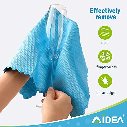 AIDEA Microfiber Glass Cleaning Cloth, 8PK, Premium Microfiber Glass and Window Cleaner, Lint Free Quickly Clean Windows, Glasses, Windshields, Mirrors, Stainless Steel, 12