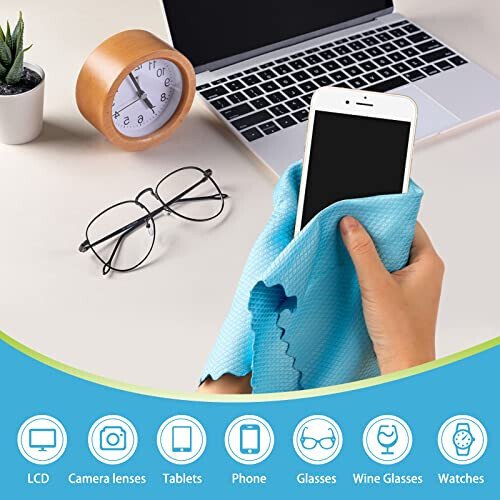 AIDEA Microfiber Glass Cleaning Cloth, 8PK, Premium Microfiber Glass and Window Cleaner, Lint Free Quickly Clean Windows, Glasses, Windshields, Mirrors, Stainless Steel, 12