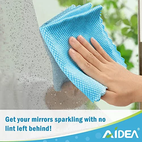 AIDEA Microfiber Glass Cleaning Cloths, 8PK, Premium Microfiber Glass and Window Cleaner, Lint Free Quickly Clean Windows, Glasses, Windshields, Mirrors, Stainless Steel, 12