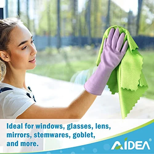 AIDEA Microfiber Glass Cleaning Cloths, 8PK, Premium Microfiber Glass and Window Cleaner, Lint Free Quickly Clean Windows, Glasses, Windshields, Mirrors, Stainless Steel, 12