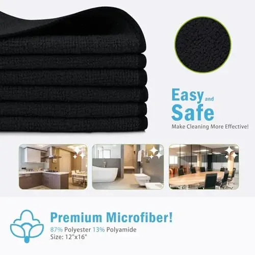 AIDEA Microfiber Cleaning Cloth-100PK, Soft Microfiber Towels for Cars, Absorbent Cleaning Rags, Lint-Free Streak-Free Wash Cloths for House, Kitchen, Window(12in.x16in.) - AIDEA (1)