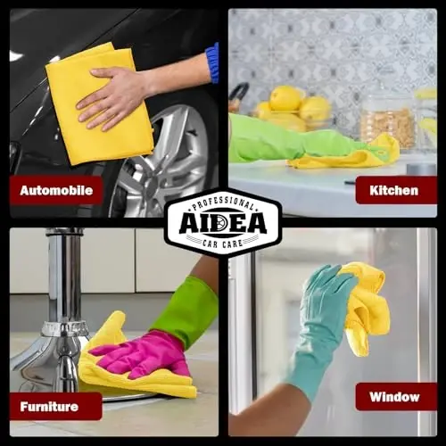 AIDEA Microfiber Cleaning Cloth, 10PK, Microfiber Towels for Cars, Premium All Purpose Car Cloths, Dusting Cloth Cleaning Rags, Absorbent Towels for SUVs, House, Kitchen, Window, 12