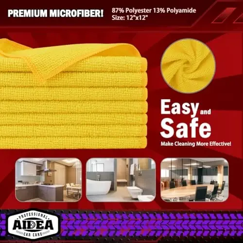 AIDEA Microfiber Cleaning Cloth, 10PK, Microfiber Towels for Cars, Premium All Purpose Car Cloths, Dusting Cloth Cleaning Rags, Absorbent Towels for SUVs, House, Kitchen, Window, 12