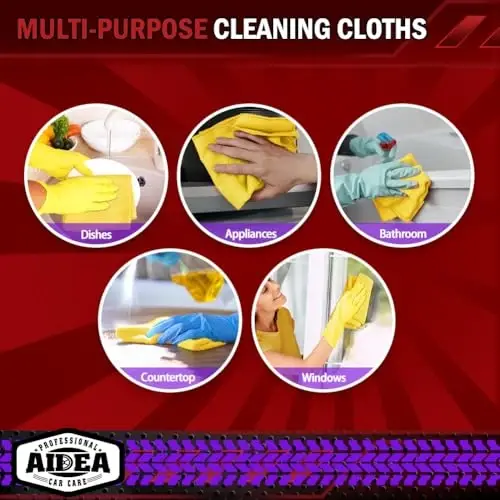 AIDEA Mikrofiber Temizlik Bezi, 10'lu Paket, Arabalar için Mikrofiber Havlular, Birinci Sınıf Çok Amaçlı Araba Bezleri, Toz Alma Bezi Temizlik Bezleri, SUV, Ev, Mutfak, Pencere için Emici Havlular, 12