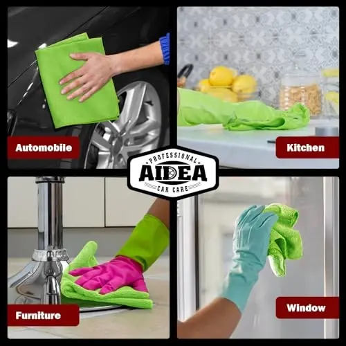 AIDEA Microfiber Cleaning Cloth, 10PK, Microfiber Towels for Cars, Premium All Purpose Car Cloths, Dusting Cloth Cleaning Rags, Absorbent Towels for SUVs, House, Kitchen, Window, 12