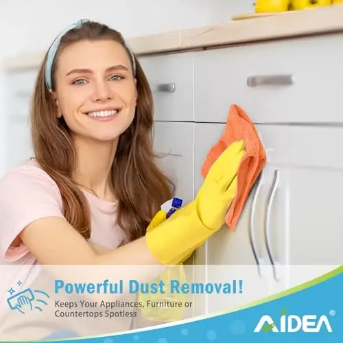 AIDEA Microfiber Cleaning Cloth-12PK, Soft Microfiber Towels for Cars, Absorbent Cleaning Rags, Lint-Free Streak-Free Wash Cloths for House, Kitchen, Window(12in.x12in), Orange - 4