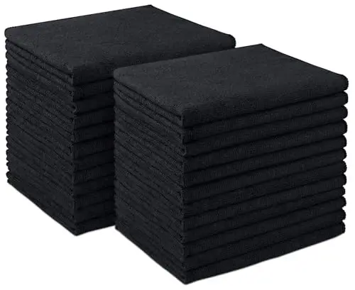 AIDEA Microfiber Cleaning Cloth 24 Pack, Microfiber Towels for Cars, Soft & Absorbent Cleaning Rags, Premium Lint Free Shop Towels for House, Kitchen, Car, 12inx16in, Black - 1
