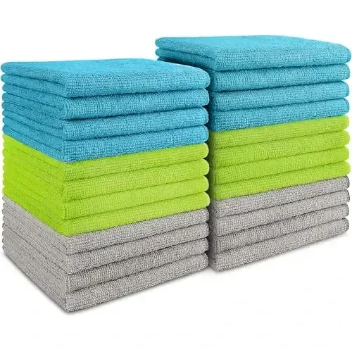 AIDEA Microfiber Cleaning Cloth-24PK, Soft Microfiber Towels for Cars, Absorbent Cleaning Rags, Lint-Free Streak-Free Wash Cloths for House, Kitchen, Window(12in.x12in) 
