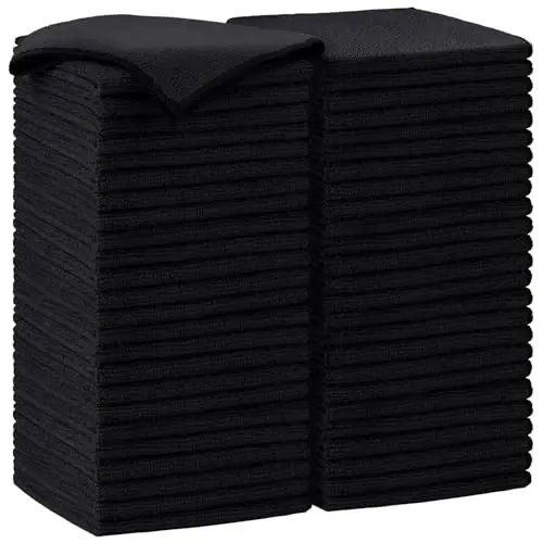 AIDEA Microfiber Cleaning Cloth-50PK, Soft Microfiber Towels for Cars, Absorbent Cleaning Rags, Lint-Free Streak-Free Wash Cloths for House, Kitchen, Window(12in.x12in), Black - 1