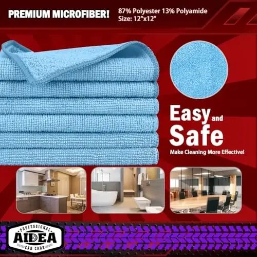 AIDEA Mikrofiber Temizlik Bezi, 50'li, Mavi Atölye Bezleri, Arabalar için Mikrofiber Havlular, Toz Bezi Tüy Bırakmayan Bezler, SUV, Ev, Mutfak, Tamirhane, Atölyeler için Emici Havlular, 30x30 cm - 13