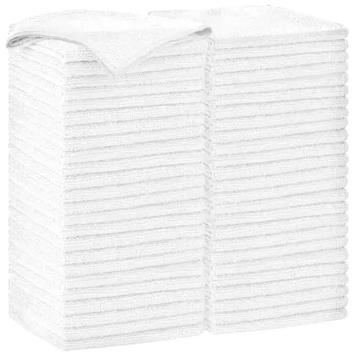 AIDEA Microfiber Cleaning Cloth-50PK, Soft Microfiber Towels for Cars, Absorbent Cleaning Rags, Lint-Free Streak-Free Wash Cloths for House, Kitchen, Window(12in.x12in), White - AIDEA