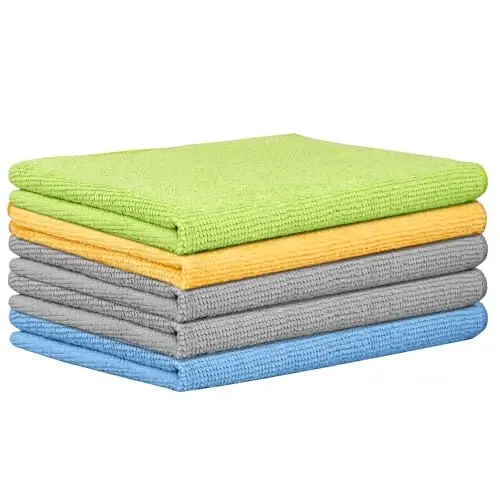 AIDEA Microfiber Cleaning Cloth 5 Pack, Microfiber Towels for Cars, Soft & Absorbent Cleaning Rags, Premium Lint Free Shop Towels for House, Kitchen, Car, 12inx16in - 1