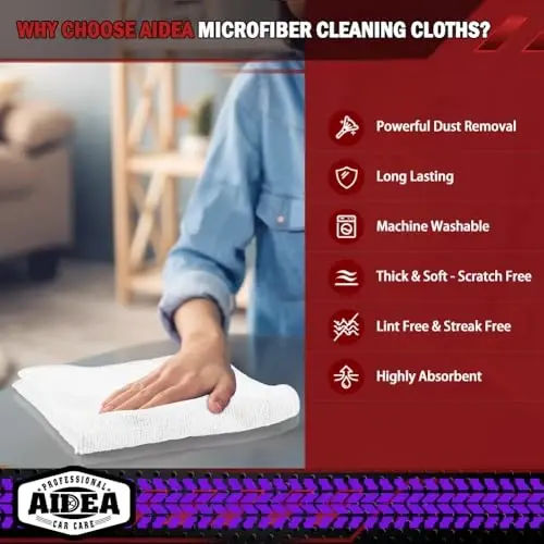 AIDEA White Microfiber Cleaning Cloth-800PK, Microfiber Towels, 12×12