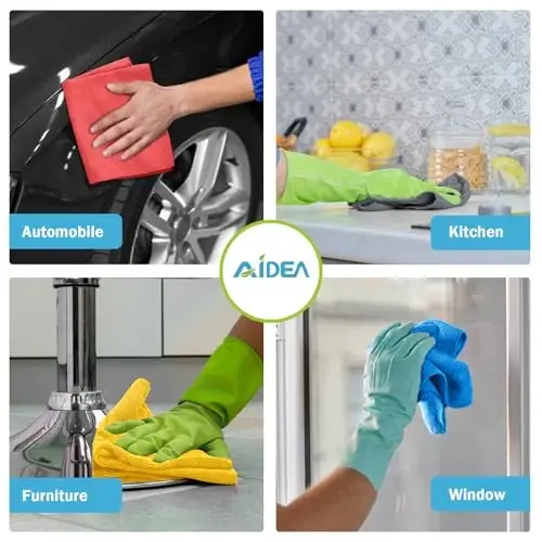 AIDEA Microfiber Cleaning Cloth Grey-200PK, Soft Absorbent Rags, Microfiber Towels for Cars, Kitchen Towels, Dusting Cloth for Home, Window, Cleaning Supplies, 12