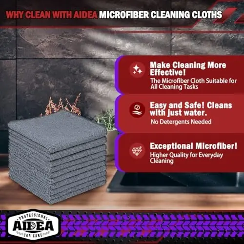 AIDEA Microfiber Cleaning Cloth Grey, 400PK, Microfiber Towels 12×12