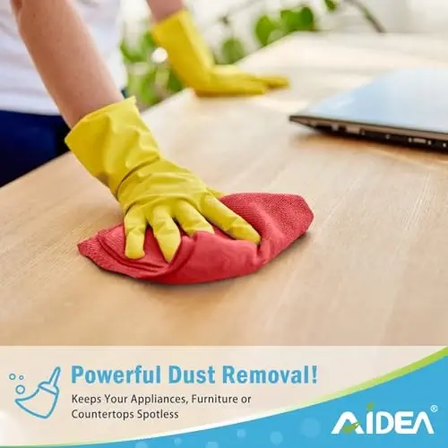 AIDEA Microfiber Cleaning Cloth Red-100PK, Soft Absorbent Shop Rags, Microfiber Towels for Cars, Kitchen Towels, Dusting Cloth for Home, Window, Cleaning Supplies, 12
