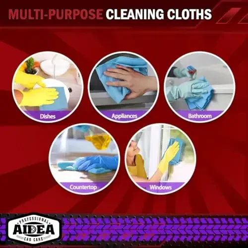 AIDEA Microfiber Cleaning Cloth Blue,150PK, Shop Rags, Microfiber Towels for Cars, Dusting Cloth Lint Free Rags, Absorbent Towels for SUVs, House, Kitchen, Mechanic, Workshops, 12