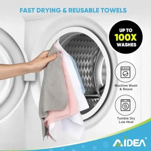 AIDEA Microfiber Cleaning Cloth Roll, 75PK, Reusable Tear Away Paper Towels, Microfiber Towels for Cars, Washable Shop Rags Blue, Lint Free Rags for House, Mechanic, Workshops, 11.5
