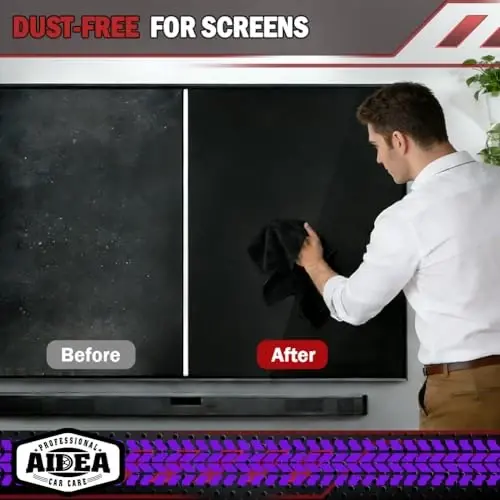 AIDEA Microfiber Cleaning Cloth Black 50PK, Cleaning Rags 12×12