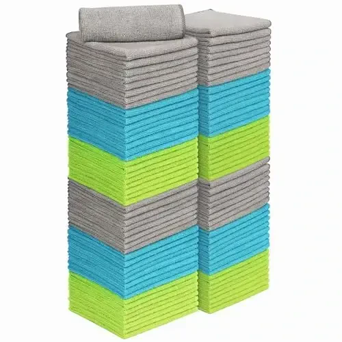 AIDEA Microfiber Cleaning Cloth-100PK, Soft Microfiber Towels for Cars, Absorbent Cleaning Rags, Lint-Free Streak-Free Wash Cloths for House, Kitchen, Window(12in.x12in) 