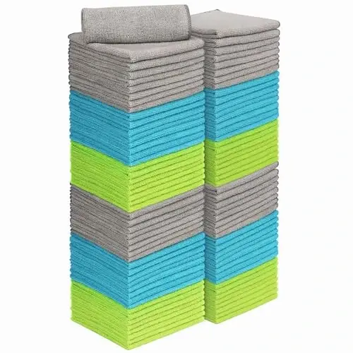 AIDEA Microfiber Cleaning Cloth-100PK, Soft Microfiber Towels for Cars, Absorbent Cleaning Rags, Lint-Free Streak-Free Wash Cloths for House, Kitchen, Window(12in.x12in) 
