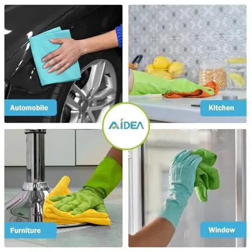 AIDEA Microfiber Cleaning Cloth 100PK, Soft Absorbent Rags, Microfiber Towels for Cars, Kitchen Towels, Dusting Cloth for Home, Window, Cleaning Supplies,12