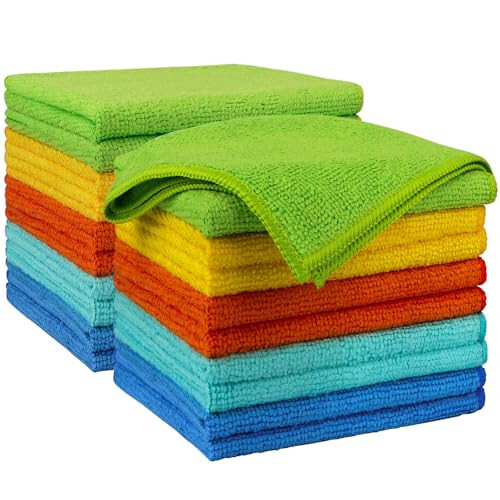AIDEA Microfiber Cleaning Cloth 20PK, Microfiber Towels for Cars, Dusting Cloth Cleaning Rags for SUVs, House, Kitchen, Window, Workshops, Cleaning Supplies 12