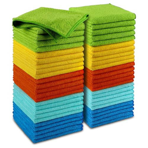 AIDEA Microfiber Cleaning Cloth, 50PK, Microfiber Towels for Cars, Premium Wash Cloths, Dusting Cloth Cleaning Rags, Absorbent Towels for SUVs, House, Kitchen, Window, Cleaning Supplies12×12