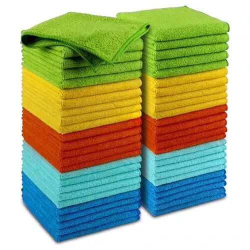 AIDEA Mikrofiber Temizlik Bezleri - 50'li Paket, Arabalar İçin Mikrofiber Havlular, Premium Çok Amaçlı Araba Bezi, Toz Alma Bezi Temizlik Bezleri, SUV'ler, Ev, Mutfak, Pencere İçin Emici Mikrofiber Bez - 12×12 - AIDEA