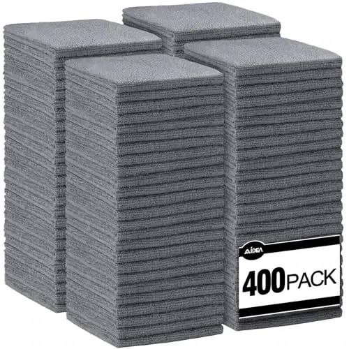 AIDEA Mikrofiber Tozalash Latasi Kulrang-400PK, Yumshoq Shimuvchi Latalar, Avtomobillar uchun Mikrofiber Sochiqlar, Oshxona Sochiqlari, Uy, Deraza uchun Chang Artish Latasi, Tozalash Vositalari, 12