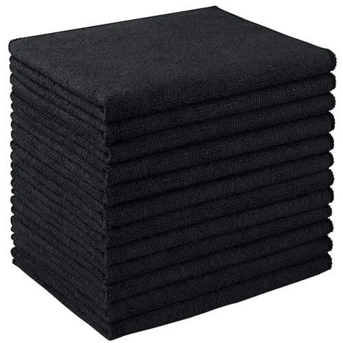 AIDEA Mikrofiber Tozalash Mato 12 Pack, Mashinalar uchun mikrofiber sochiqlar, Yumshoq va Shimuvchan Tozalash Latta, Uy, Oshxona, Mashina uchun Premium tuk qoldirmaydigan Do'kon Sochiqlari, 12inx16in, Qora - AIDEA