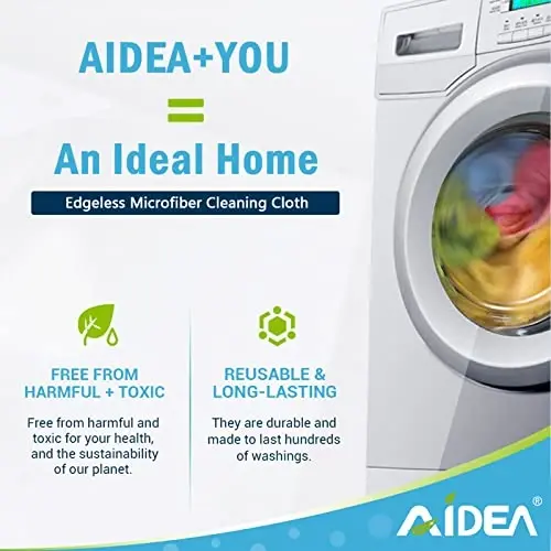 AIDEA Mikrofiber Tozalash Matolari 8 Dona, Changni Tozalash Sochig'i, Barcha Maqsadlar Uchun Yumshoq Chang Yutuvchi, Tuksiz Latta, Uy, Oshxona, Avtomobil, Derazalar Uchun Chiziqsiz Sochiq, 12