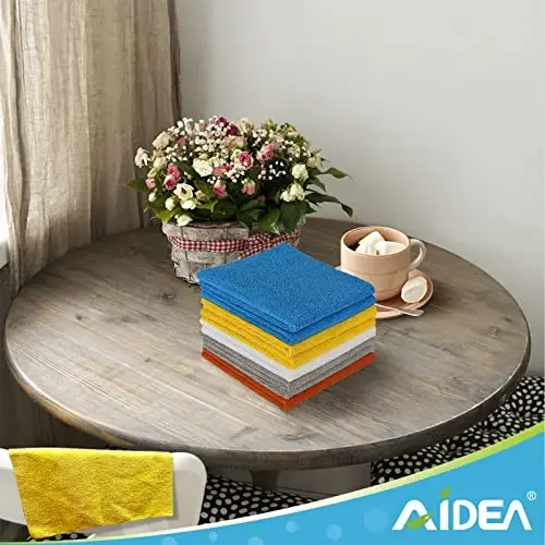 AIDEA Mikrofiber Tozalash Matolari 8 Dona, Changni Tozalash Sochig'i, Barcha Maqsadlar Uchun Yumshoq Chang Yutuvchi, Tuksiz Latta, Uy, Oshxona, Avtomobil, Derazalar Uchun Chiziqsiz Sochiq, 12