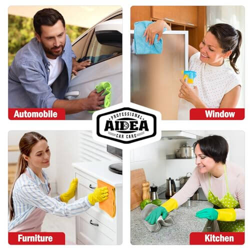AIDEA Mikrofiber Tozalash Matosi 12 Dona, Avtomobillar uchun 12x16 dyuymli Mikrofiber Sochiq, Yumshoq va Chang Yutuvchi Mikrofiber Sochiqlar, Tuksiz Tozalash Matosi, Uy, Oshxona, Avtomobil, Magazin Sochiqlari uchun Premium Yuvinish Matosi. - 5