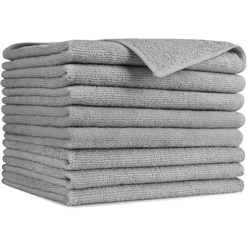 AIDEA Mikrofiber Tozalash Matosi Kulrang-8 Dona, Yumshoq Chang Yutuvchi Mikrofiber Sochiqlar, Avtomobillar, Uy, Oshxona, Deraza Uchun Paxta Tozalash Matosi (12 dyuymx16 dyuym)-8 Dona. - AIDEA