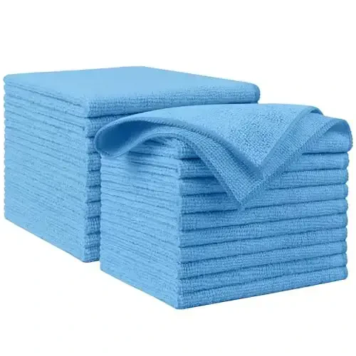 AIDEA Mikrofiber Tozalash Matosi Moviy 20PK, Avtomobillar uchun Mikrofiber Sochiqlar, Yuqori Sifatli Avtomobil Matolari, SUVlar, Uy, Oshxona, Deraza, Ustaxonalar uchun Changsiz Tozalash Latta, 12×12