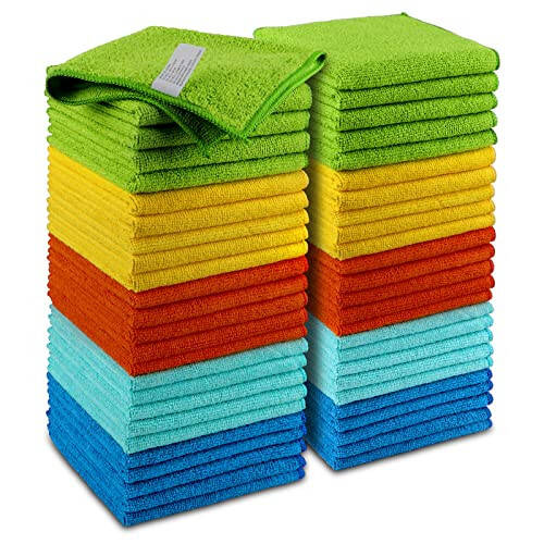 AIDEA Mikrofiber Tozalash Salfetkalari - 50 dona, Avtomobillar Uchun Mikrofiber Sochiqlar, Premium Ko'p Maqsadli Avtomobil Matolari, Chang Tozalash Salfetkalari, SUVlar, Uy, Oshxona, Derazalar Uchun Yutish Xususiyatiga Ega Mikrofiber Mato - 12×12 - 2