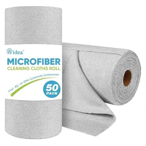 AIDEA Mikrofiber Tozalash Salfetkasi Rulosi, 50 dona, Qog'oz Sochiqlar Qayta Ishlatiladigan Kulrang Yirtiladigan Sochiqlar, Yuvish Mumkin Bo'lgan Dukkan Latta, Avtomobillar Uchun Mikrofiber Sochiqlar, Uy, Oshxona, Derazalar Uchun Tuksiz Latta, 11.5