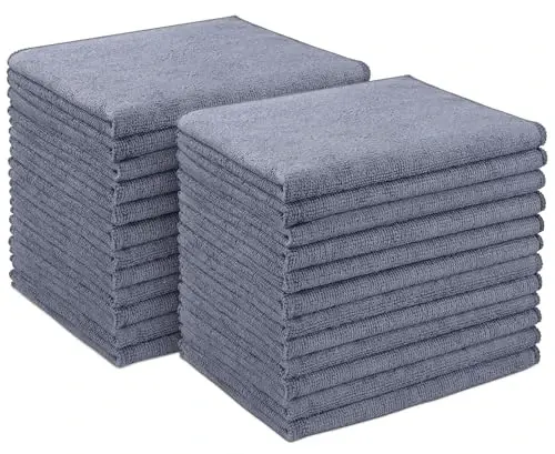 AIDEA Mikrofiber Tozalash Sochiqlari 24 ta to'plam, Avtomobillar uchun mikrofiber sochiqlar, Yumshoq va so'ruvchi tozalovchi latta, Uy, oshxona, avtomobil uchun tuk chiqarmaydigan premium sochiqlar, 12 dyuym x 16 dyuym, kulrang 